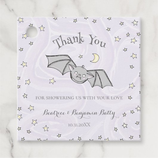 Lila Batty, Sterne & Monde Niedlich Danke Geschenkanhänger (Vorderseite)