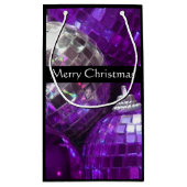 Lila Baubles Frohe Weihnachts-Schwarz Kleine Geschenktüte (Rückseite)