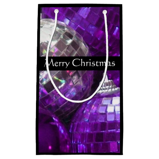 Lila Baubles Frohe Weihnachts-Schwarz Kleine Geschenktüte (Vorderseite)