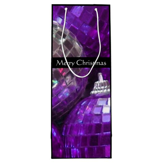 Lila Baubles Frohe Weihnachtsgeschenke Wein schwar Geschenktüte Für Weinflaschen (Rückseite)