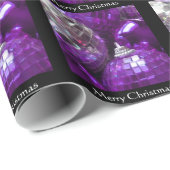 Lila Baubles Frohen Weihnachten schwarz Geschenkpapier (Rolleneckpunkt)