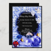 Lila Baubles Stars Weihnachts-Party Einladung (Vorne/Hinten)