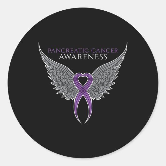 Lila Bauchspeicheldrüsenkrebsbewusstsein mit Ang Runder Aufkleber (Vorderseite)