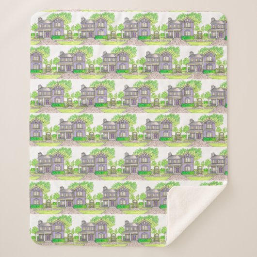 Lila Bauernhaus Sherpa Blanket Sherpadecke (Vorderseite)