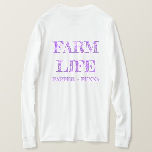 Lila Bauernhof Langschläfer T - Shirt (Design Rückseite)