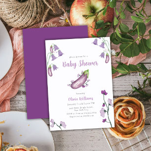 Lila Bauernmarkt Florale Aubergine Baby Shower  Einladung