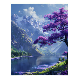 Lila Baum am See Poster