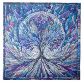 Lila Baum der Ruhe Mosaikkunst Fliese (Vorderseite)