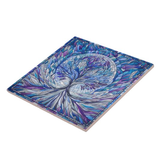 Lila Baum der Ruhe Mosaikkunst Fliese (Seite)