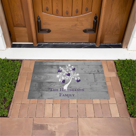 Lila Baum des Herzens Personalisiert Doormat Fußmatte (Außenbereich)