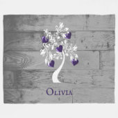 Lila Baum des Herzens Personalisiert Fleece Blanke (Vorderseite (Horizontal))