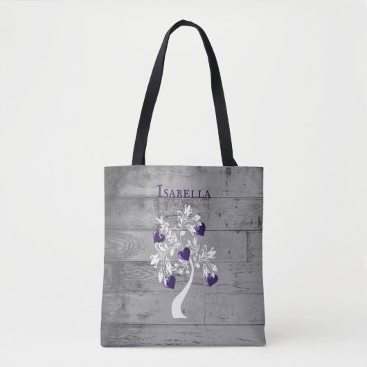 Lila Baum des Herzens Personalisiert Tote Tasche (Vorderseite)