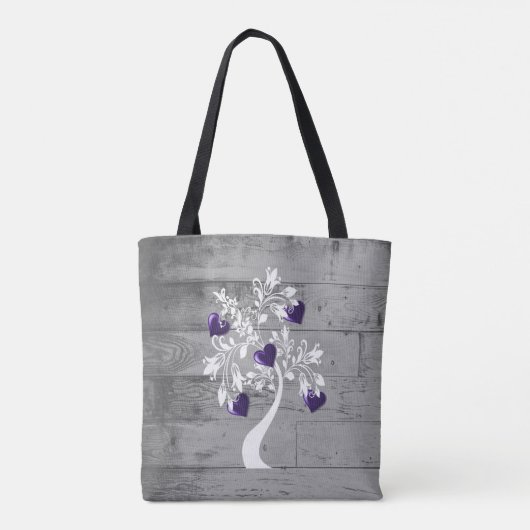 Lila Baum des Herzens Personalisiert Tote Tasche (Rückseite)