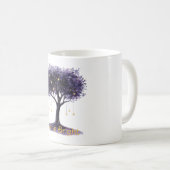 Lila Baum Goldene Sterne Leuchten Hell Kaffeetasse (VorderseiteRechts)
