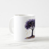Lila Baum Goldene Sterne Leuchten Hell Kaffeetasse (Vorderseite Links)