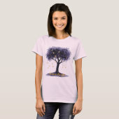 Lila Baum Goldene Sterne Scheinen Hell T-Shirt (Vorne ganz)