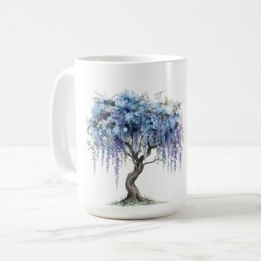 Lila Baum Träume Kaffeetasse (Vorderseite Links)