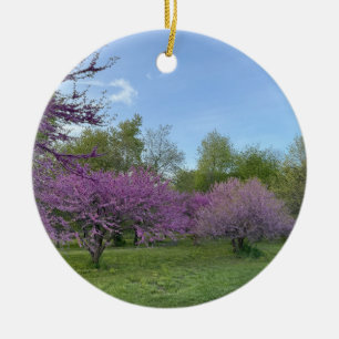 Lila Bäume Keramik Ornament