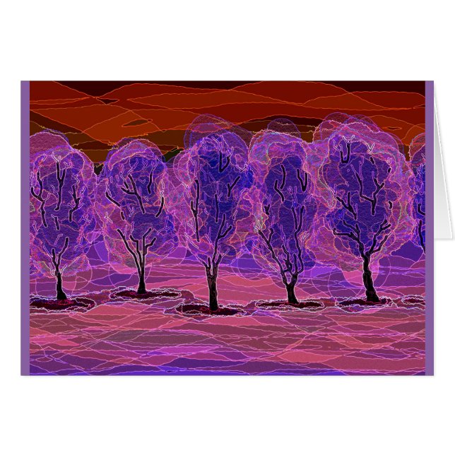 Lila Bäume (roter Hintergrund) (Vorderseite (Horizontal))