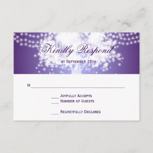 Lila Baumstring-Lichter Hochzeitweise RSVP-Karten RSVP Karte