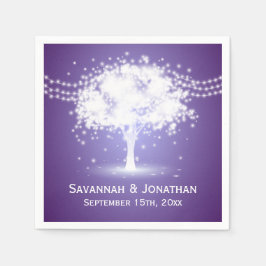 Lila Baumstring-Lichter Personalisierte Hochzeit Serviette