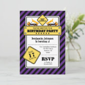 Lila Bauweise Einladung zum Geburtstag (Stehend Vorderseite)