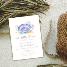 Lila Beach Ocean Little Pearl Girl Babydusche