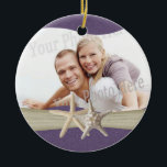 Lila Beach Starfish Foto Keramik Ornament<br><div class="desc">Hübsche lila Foto-Ornament-Sake für Ferien-Erinnerungen, Hochzeitsgeschenke oder jeden Anlass. Fügen Sie Ihr eigenes Lieblings-Foto hinzu und ändern Sie den Text nach Bedarf wieder.</div>