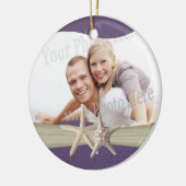 Lila Beach Starfish Foto Keramik Ornament (Links)