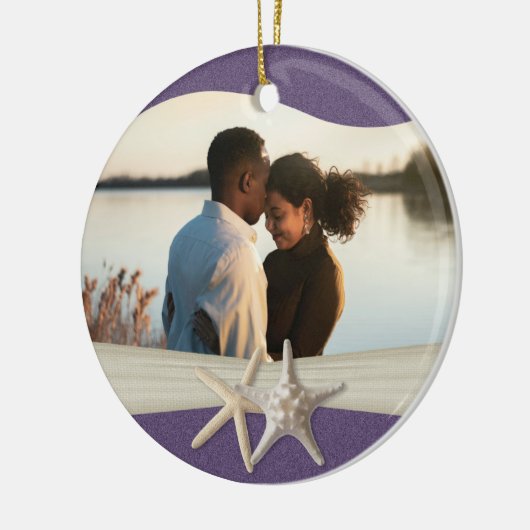 Lila Beach Starfish Foto Keramikornament (Links)