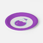 Lila Beaker Science-Party Pappteller (Schrägansicht)