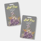 Lila Beauty Hall Pass Abzeichen Ausweis (Vorder- & Rückseite)
