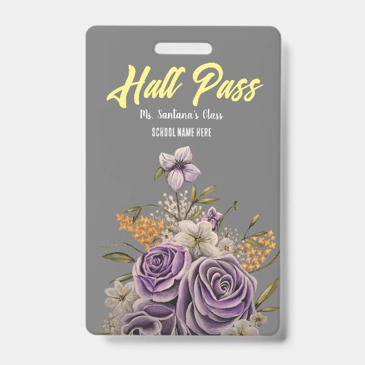 Lila Beauty Hall Pass Abzeichen Ausweis (Vorderseite)
