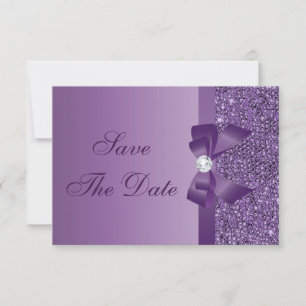 Lila bedruckte Pailletten Hochzeit "Save the Date" Save The Date