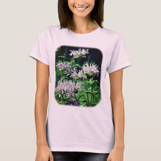 Lila Bee Balm Blume Natur T-Shirt (Vorderseite)