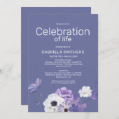 Lila Beerdigung des Lebens Einladung (Vorne/Hinten)