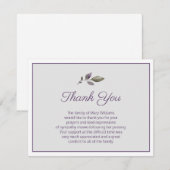 Lila Beerdigung und Begräbnis Dankeschön Karte (Vorne/Hinten)