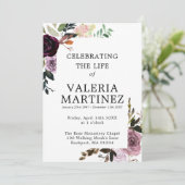 Lila Beerdigung von Lebensbeerdigungen Einladung (Stehend Vorderseite)