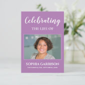 Lila Beerdigungskarte mit Foto Begleitkarte (Stehend Vorderseite)