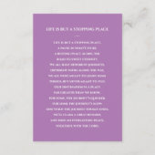 Lila Beerdigungskarte mit Foto Begleitkarte (Rückseite)