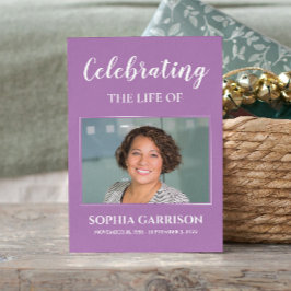 Lila Beerdigungskarte mit Foto Begleitkarte