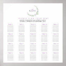 Lila Beeren Grüne Blätter 20 Hochzeitstische Plan