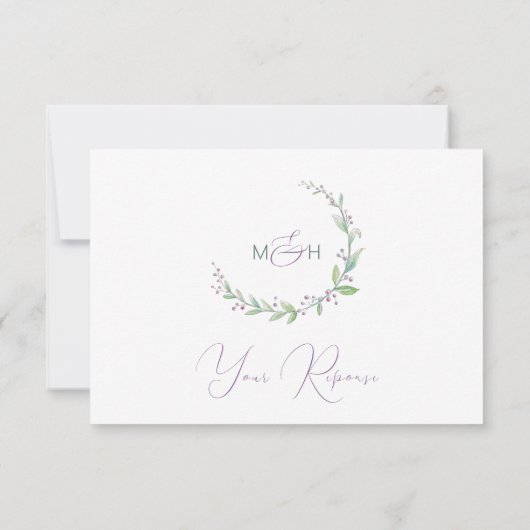 Lila Beerenblüte RSVP Karte (Rückseite)