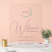 Lila Beerengrüne Blattwerk Acrylschild (Hochzeit)