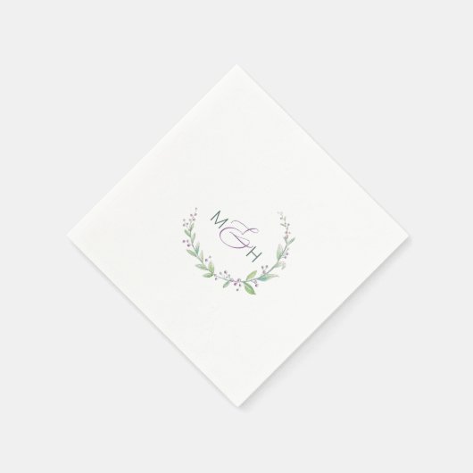 Lila Beerengrüne Blattwerk Serviette (Ecke)