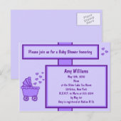 Lila Beförderung & Herzdusche Einladung (Vorne/Hinten)