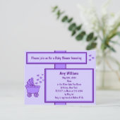 Lila Beförderung & Herzdusche Einladung (Stehend Vorderseite)