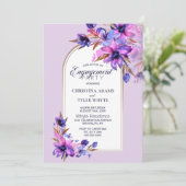Lila Begegnungspartei mit Blumenmuster Einladung (Stehend Vorderseite)