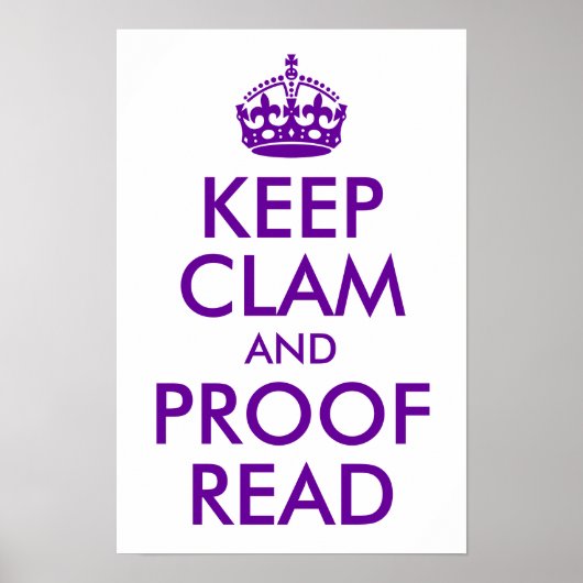 Lila Behalt Clam und Proof Read Poster (Vorne)