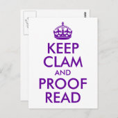 Lila Behalt Clam und Proof Read Postkarte (Vorne/Hinten)